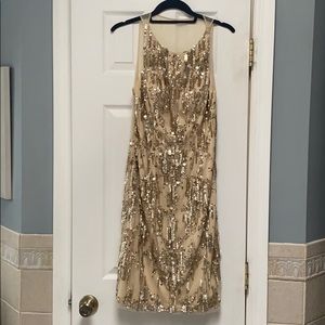 Champagne Hand-Beaded Cocktail Dress